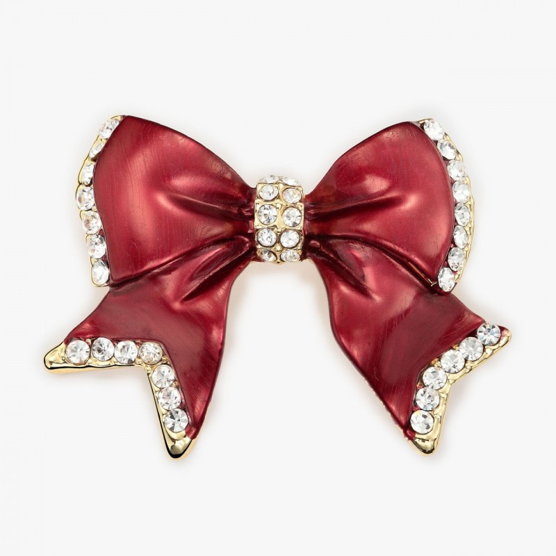 Bow Brooches
 Gold Bow Brooch Rhinestone Bow Tie Pin Red