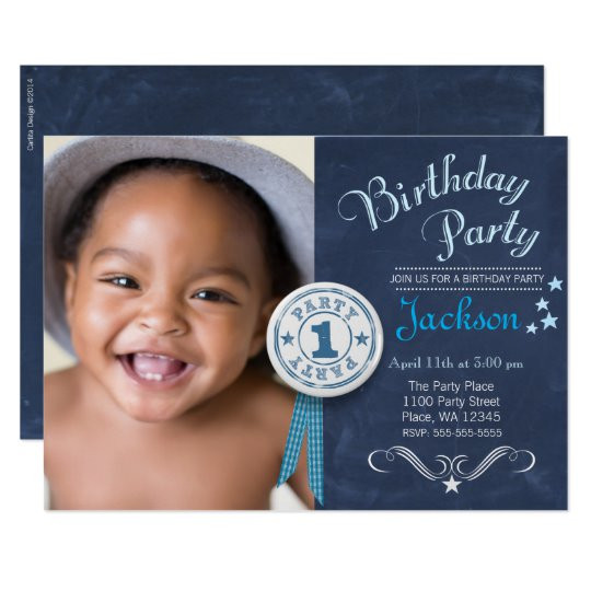 Boy 1st Birthday Invitations
 First Birthday Party Invitation Boy Chalkboard
