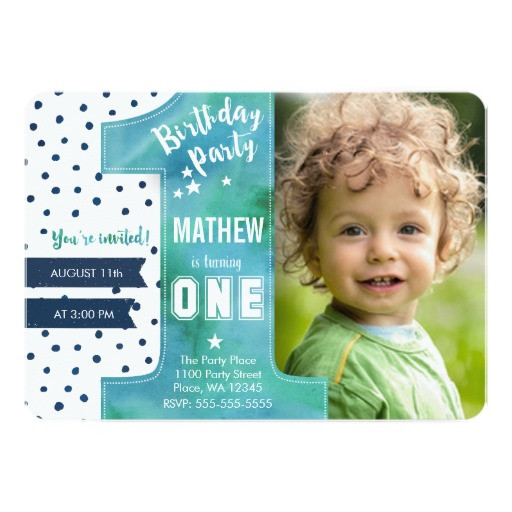 Boy 1st Birthday Invitations
 First Birthday Party Invitation Boy Watercolor LadyPrints