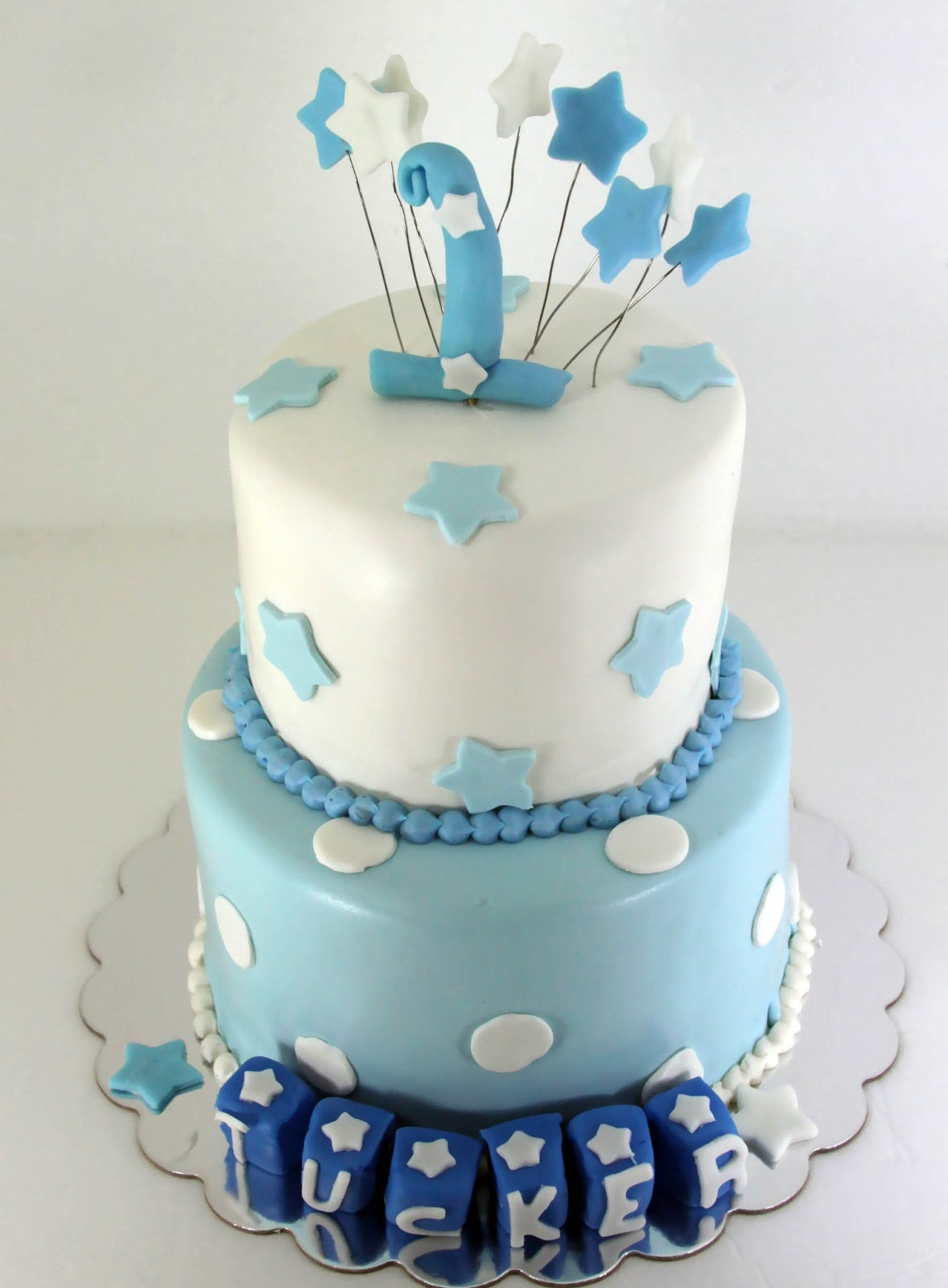 Boy Birthday Cake
 Tastefully Done Baby Boy Blue 1st Birthday Cake
