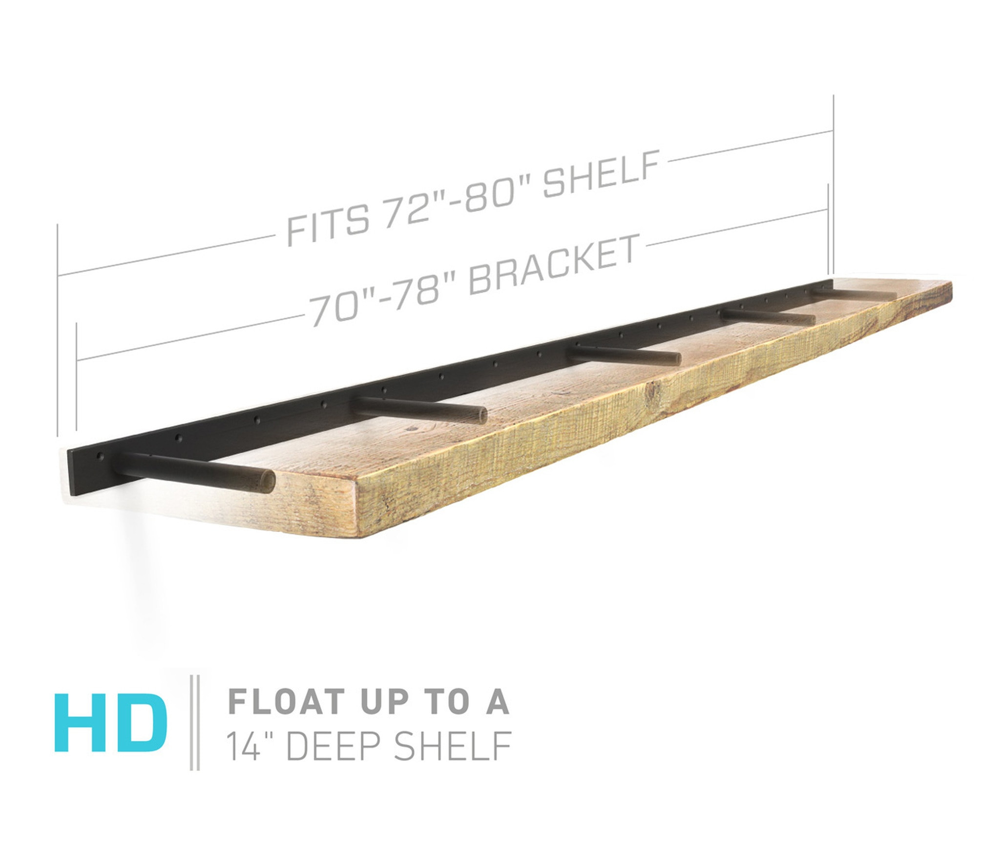 Bracketless Shelves DIY
 Shelfology Heavy Duty Floating Shelf Bracket fits 72
