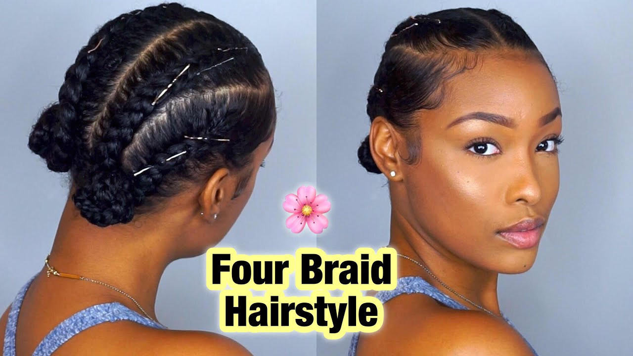 Braid Hairstyles For Natural Hair
 Simple Four Braid Hairstyle For Natural Hair