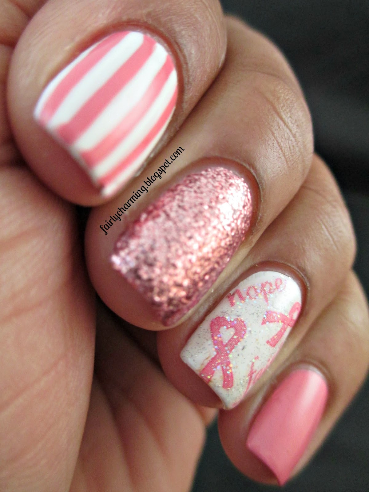 Breast Cancer Nail Art
 Fairly Charming Joby Nail Art s Fight Against Breast Cancer