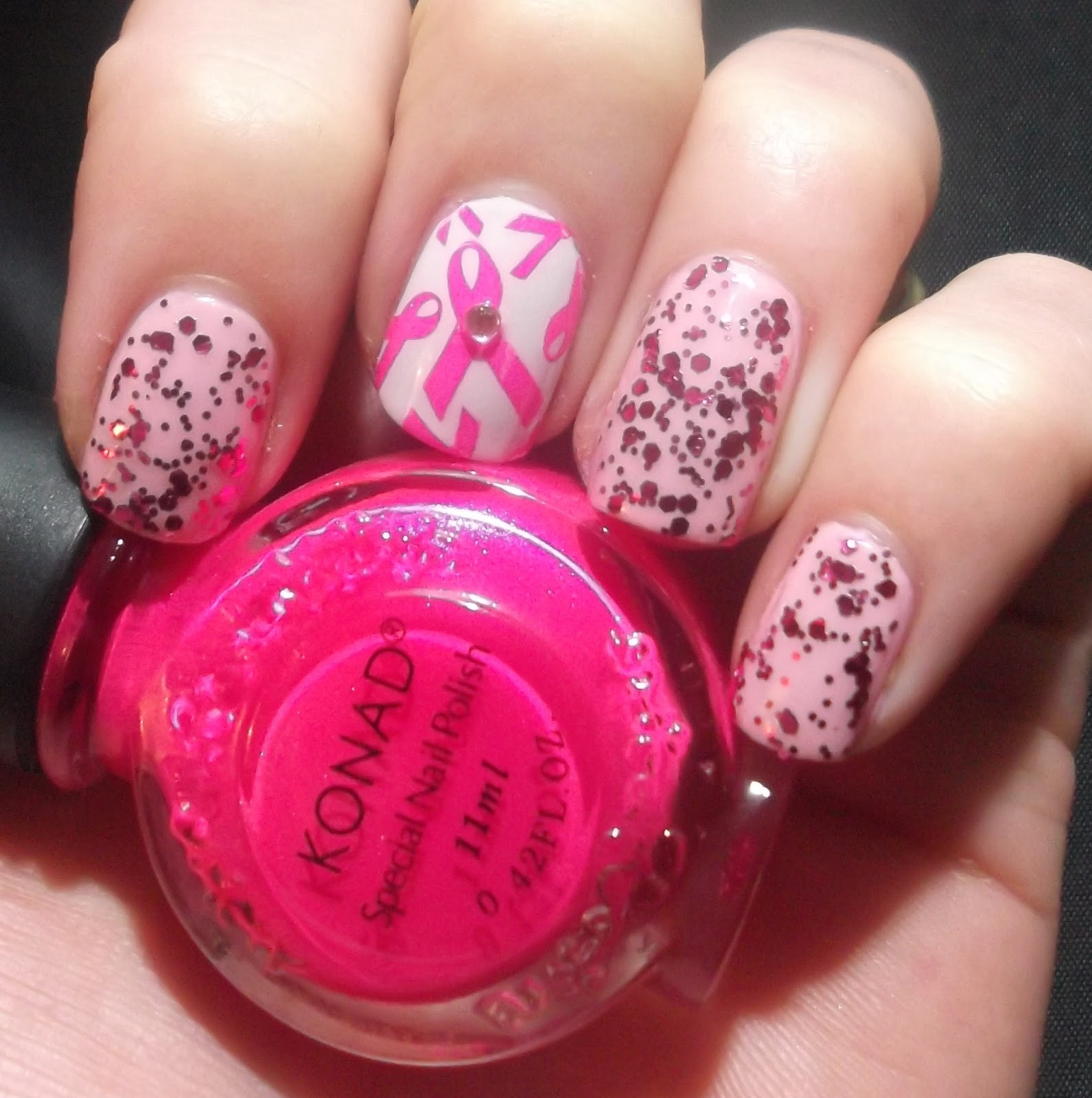 Breast Cancer Nail Art
 Lou is Perfectly Polished Breast Cancer Awareness Nail Art