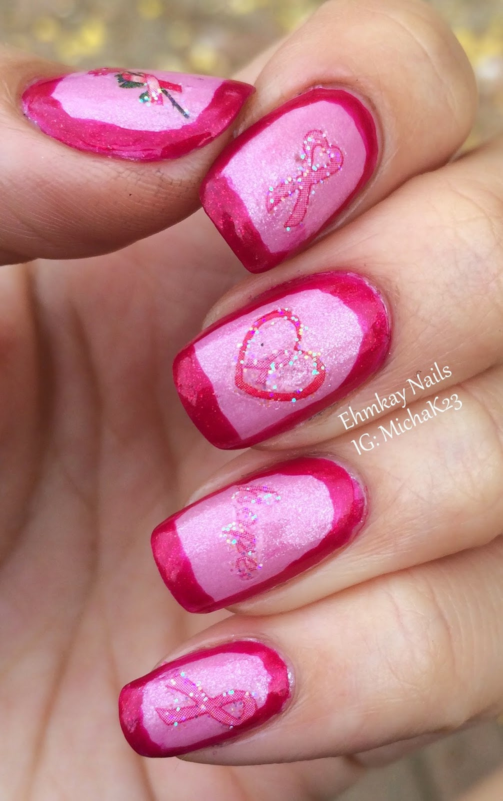 Breast Cancer Nail Art
 ehmkay nails Breast Cancer Awareness Nail Art with Joby