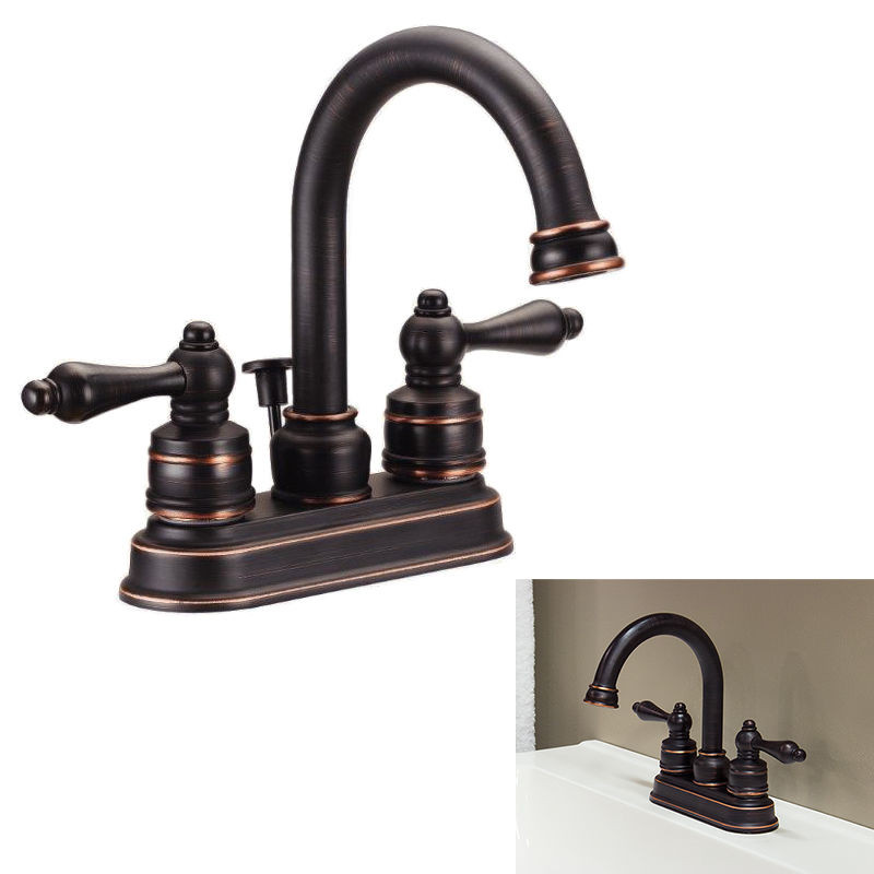 Bronze Bathroom Faucet
 Two Handle High Arc Bathroom Vanity Faucet Swivel Spout