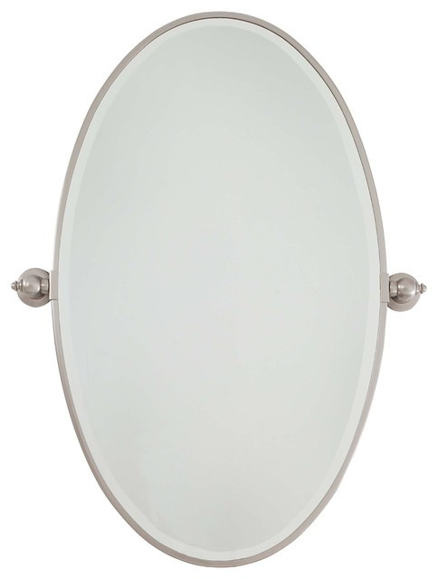 Brushed Nickel Bathroom Mirrors
 Xl Oval Mirror BeveLED Brushed Nickel With Excavation
