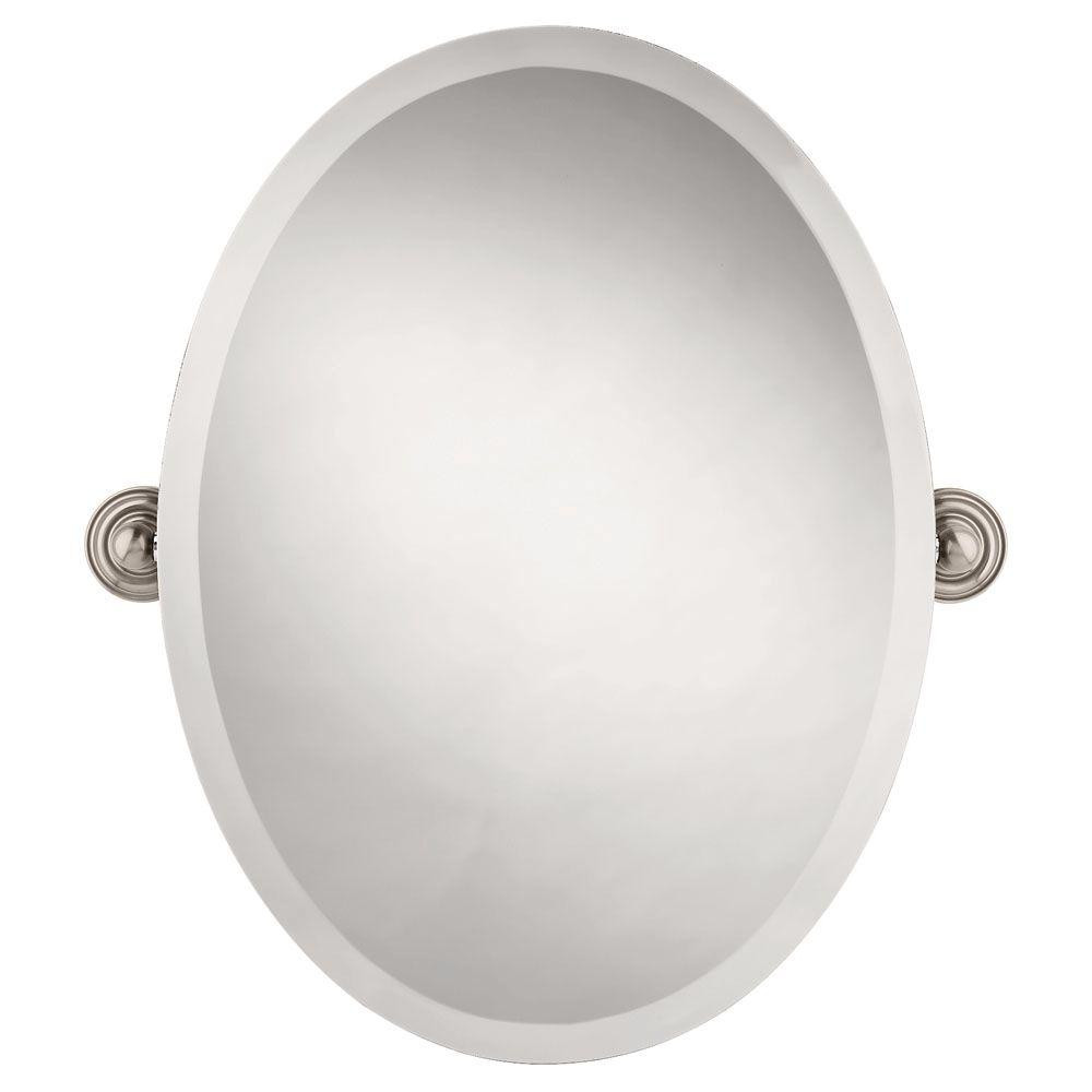 Brushed Nickel Bathroom Mirrors
 Delta Greenwich 24 in x 18 in Frameless Oval Bathroom