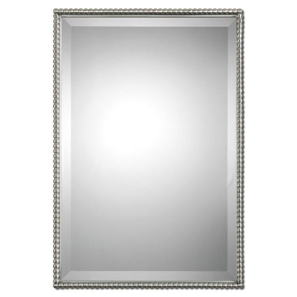Brushed Nickel Bathroom Mirrors
 Uttermost Sherise Brushed Nickel Bead Framed Beveled