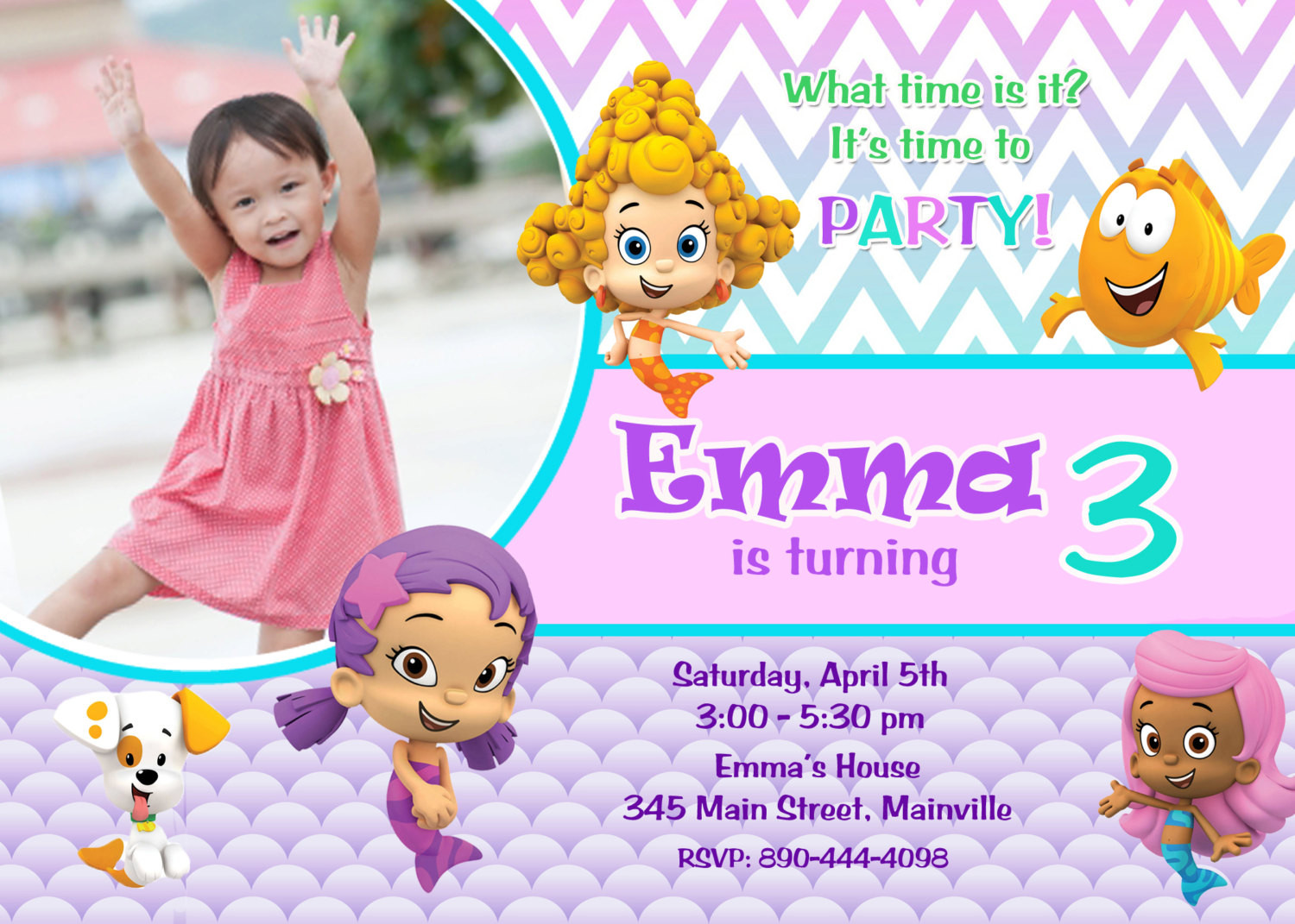 Bubble Guppies Birthday Invitation
 Bubble Guppies Birthday Party Invitation Digital File