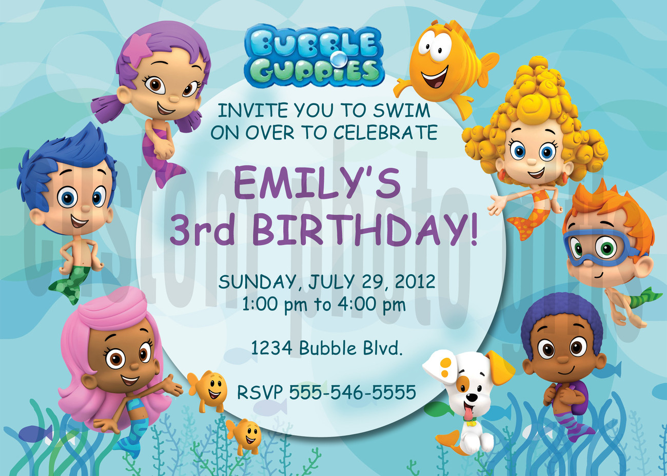 Bubble Guppies Birthday Invitation
 Personalized Bubble Guppies Birthday Invitation Digital