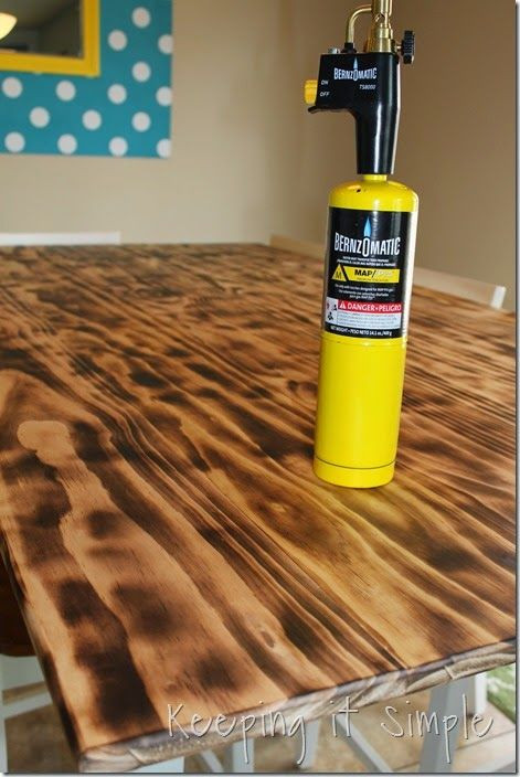 Burnt Wood Finish DIY
 DIY Dining Table with Burned Wood Finish using a