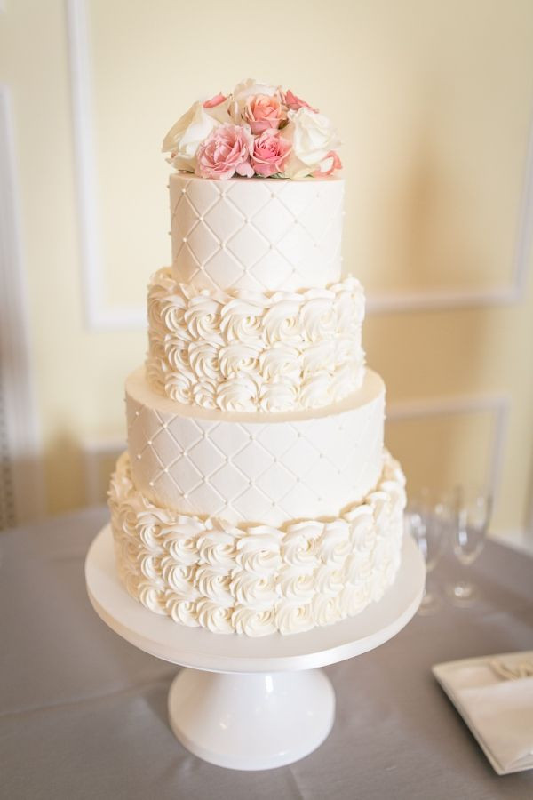 Buttercream Wedding Cakes Pinterest
 Buttercream Rosettes & Quilted tiers with fresh florals at