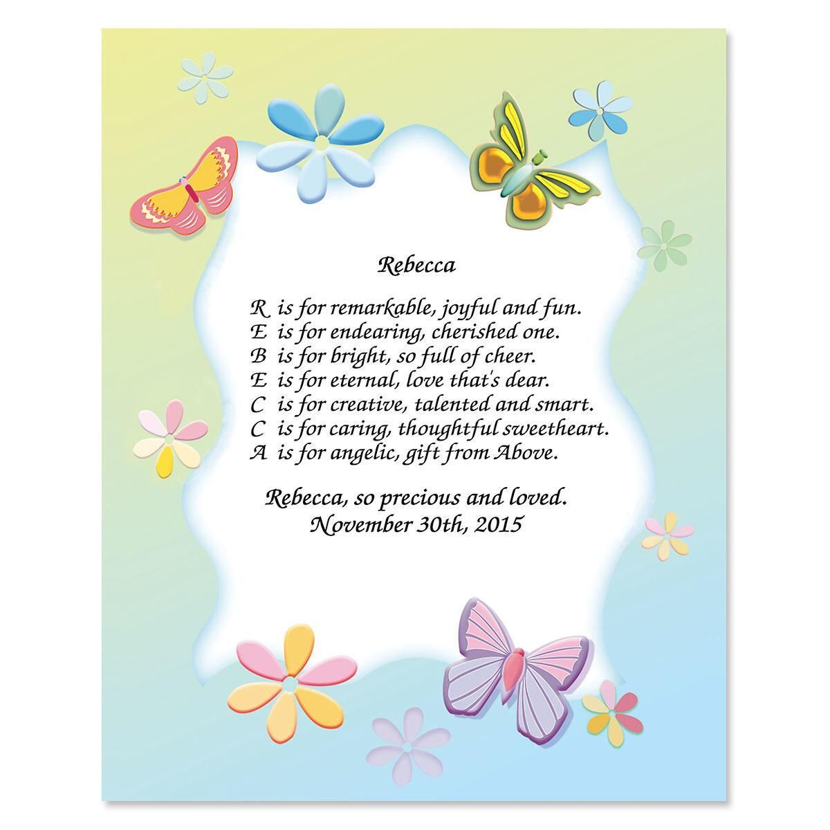 Butterfly Quotes For Kids
 Butterfly Name Poem Print