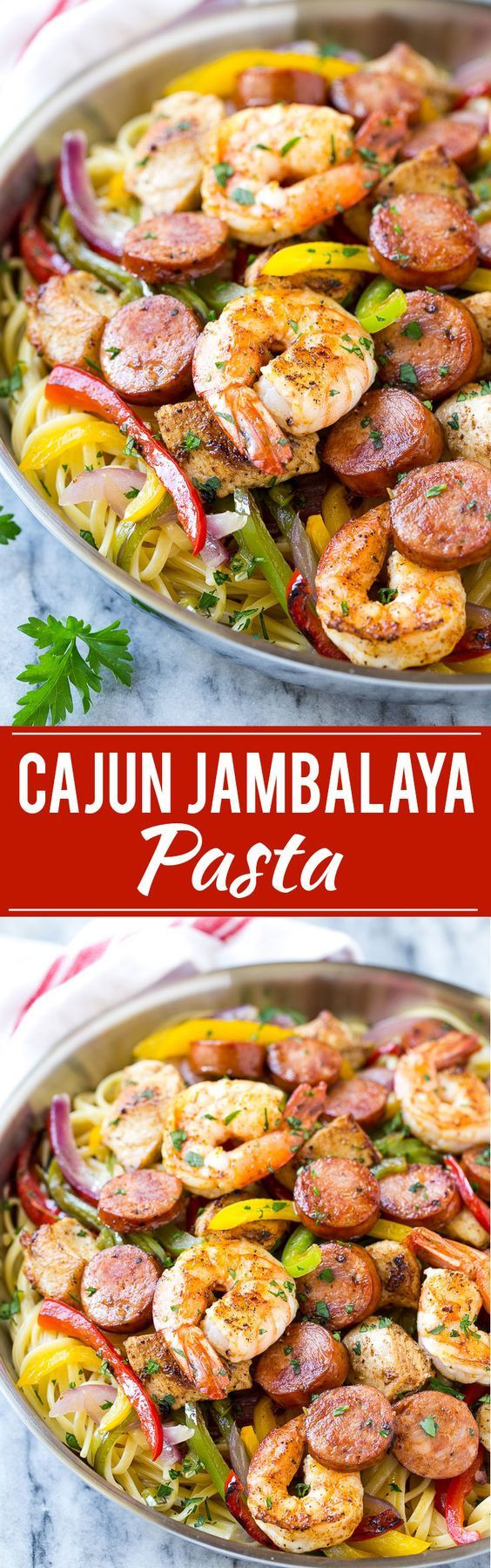 Cajun Shrimp And Andouille Pasta
 This recipe for Cajun jambalaya pasta is full of andouille