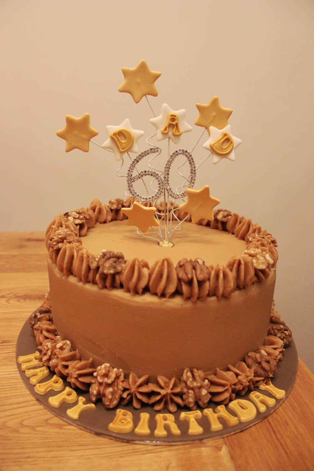 Cakes Birthday
 Coffee & Walnut 60th Birthday Cake