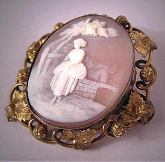 Cameo Brooches
 Antique Cameo Brooch Vintage Victorian Scenic Pin