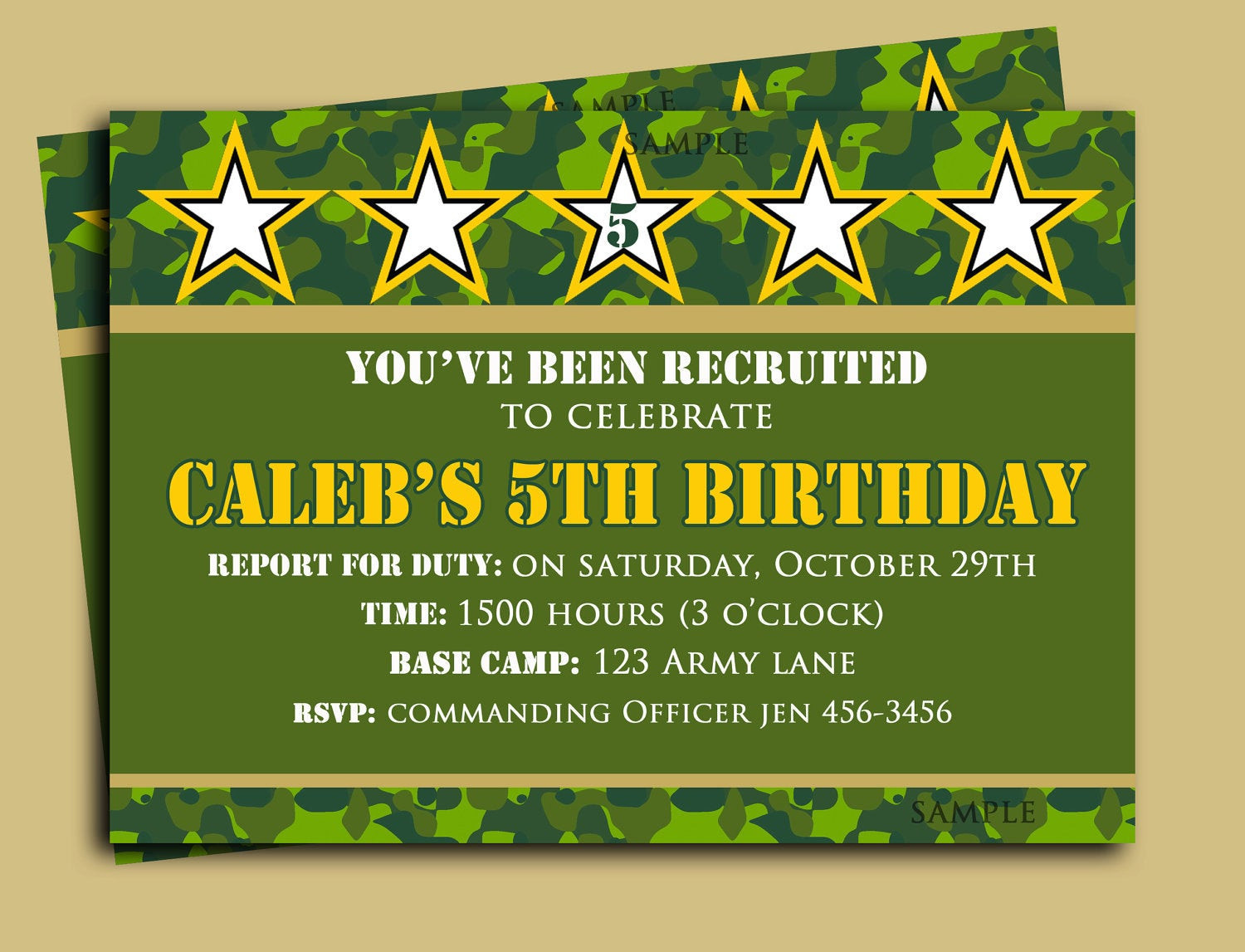 Camouflage Birthday Party
 Camouflage Birthday Invitation Printable or Printed with FREE