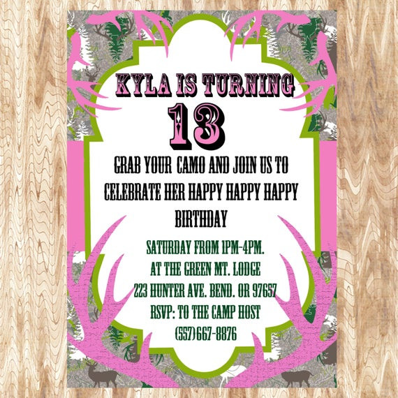 Camouflage Birthday Party
 Pink Camo Birthday Party Invitation JPEG 300 by