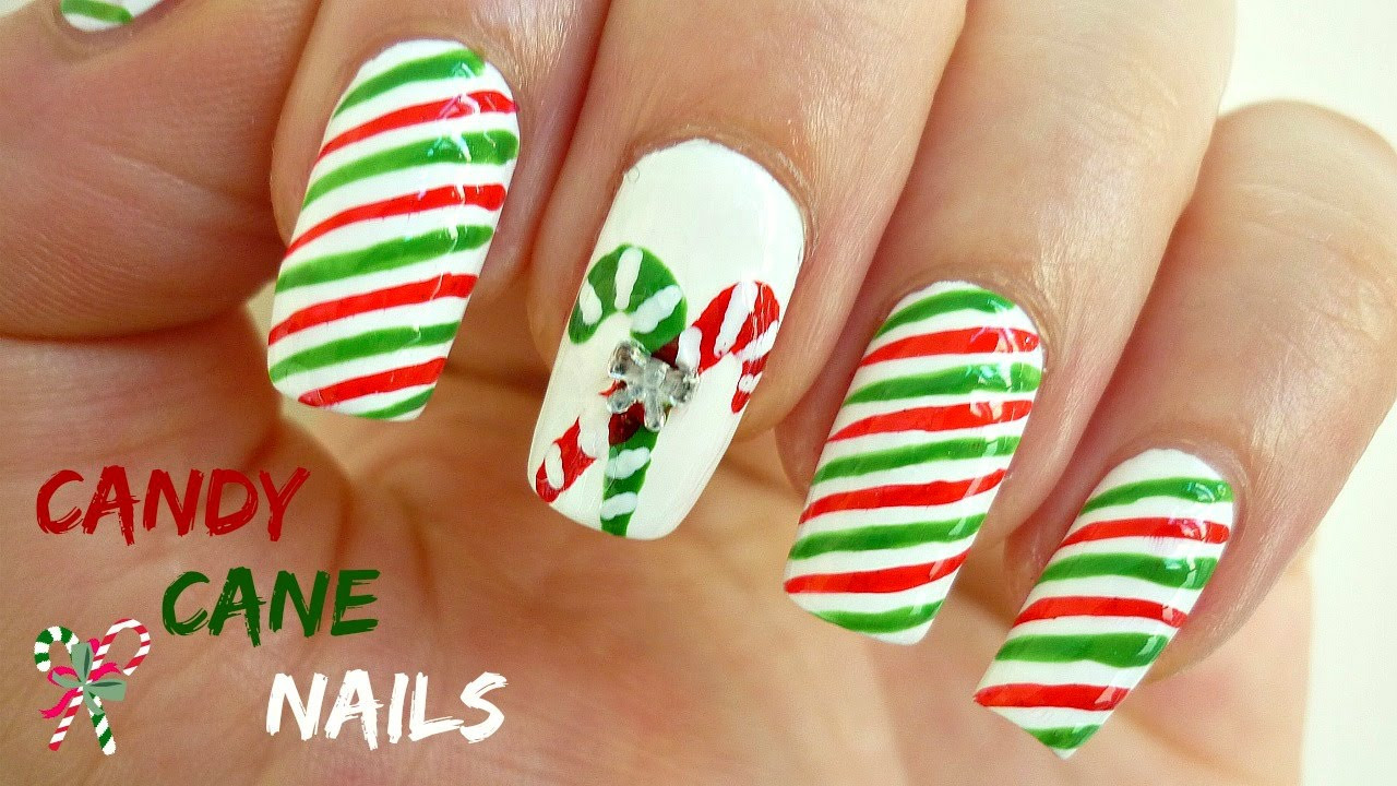 Candy Cane Nail Art
 Easy Candy Cane Nail Art