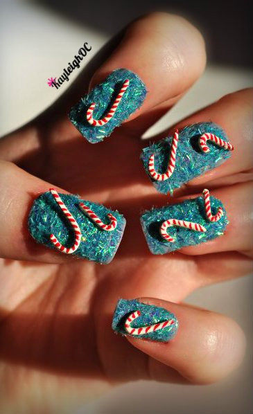 Candy Cane Nail Art
 Wintry Candy Cane Nail Art by KayleighOC on DeviantArt