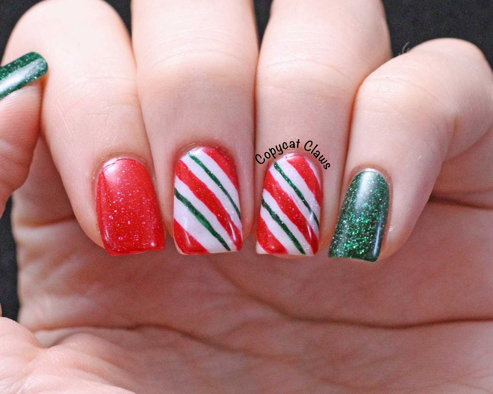 Candy Cane Nail Art
 Copycat Claws Picture Polish Candy Cane Nail Art