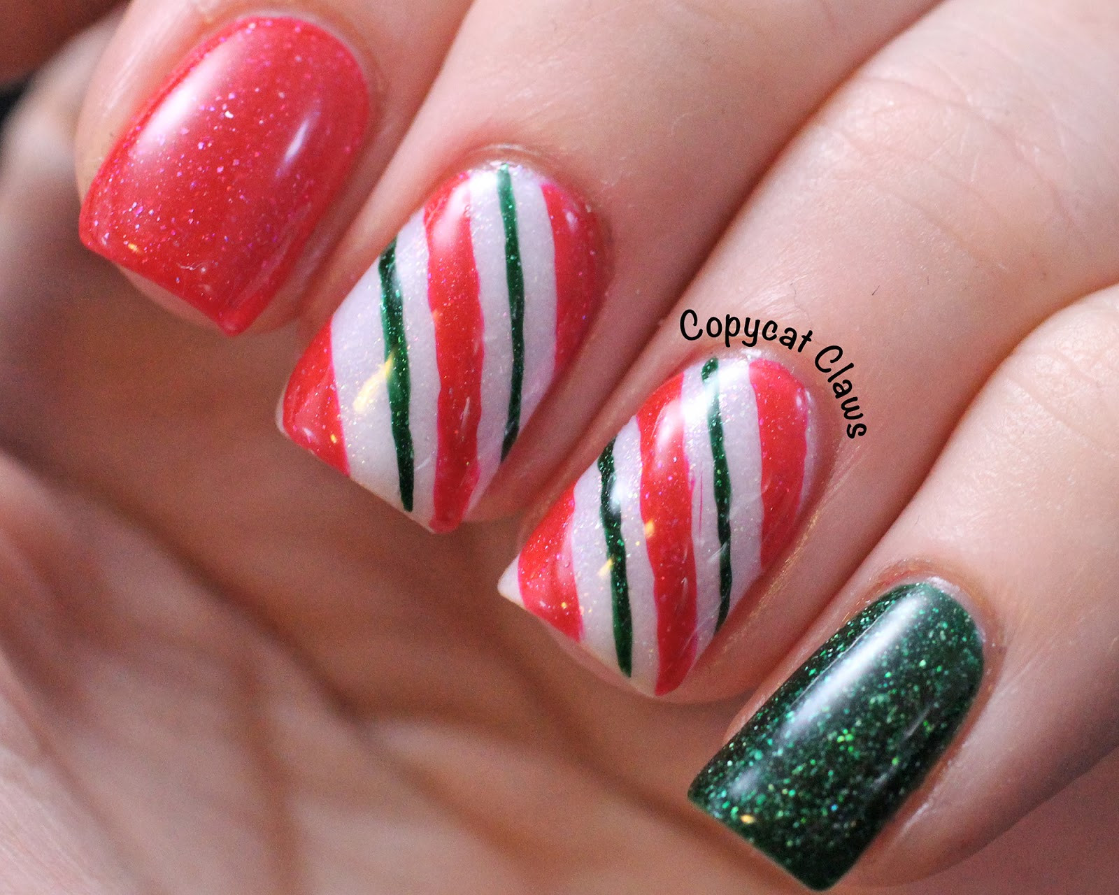 Candy Cane Nail Art
 Copycat Claws Picture Polish Candy Cane Nail Art