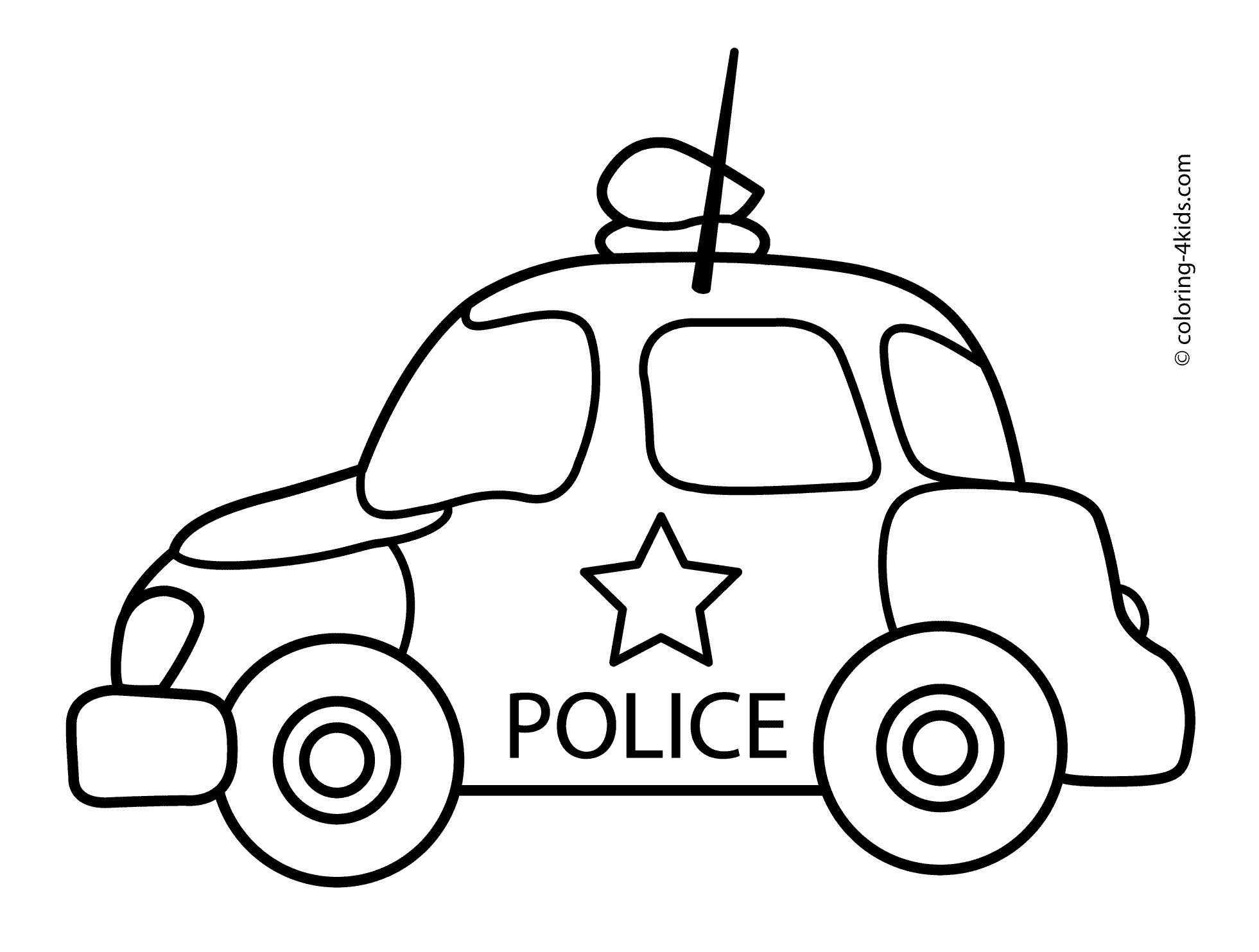 Car Coloring Pages For Toddlers
 Police car transportation coloring pages for kids