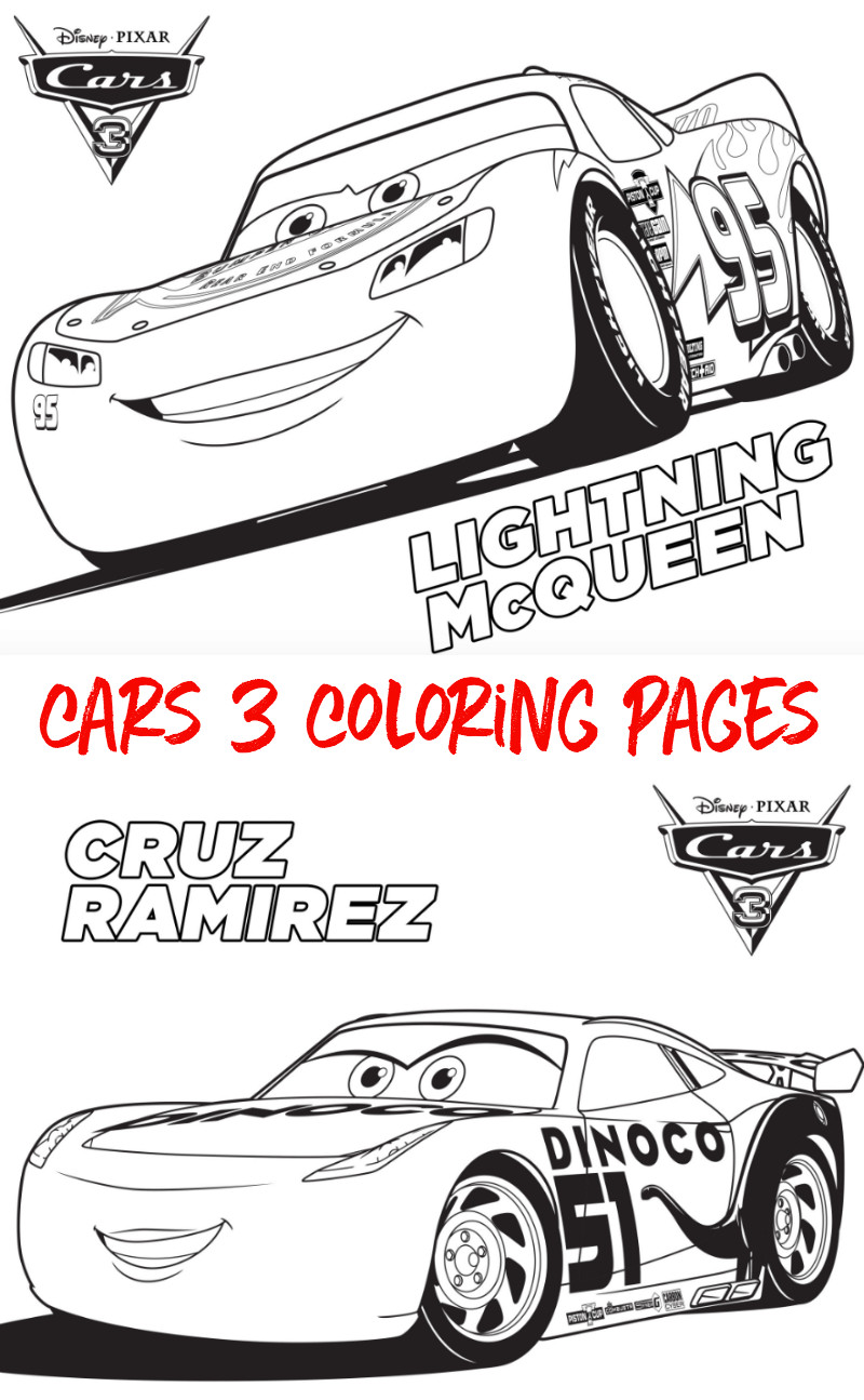 Car Printable Coloring Pages
 Free CARS 3 Coloring Sheets Cars3 Sunny Sweet Days