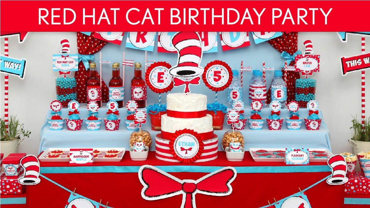 Cat In The Hat Birthday Decorations
 Dr Seuss Cat in The Hat Birthday Party Ideas Red Hat