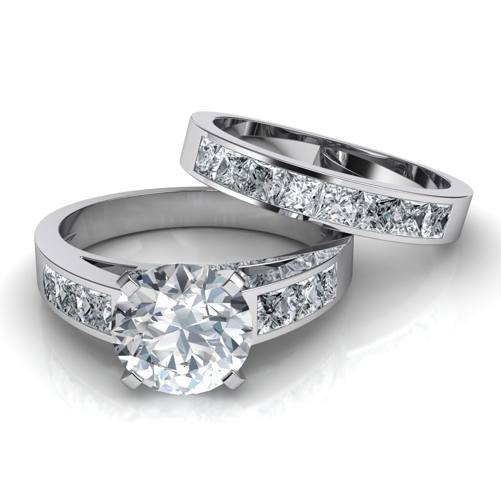 Channel Set Wedding Band
 Channel Set Diamond Engagement Ring & Matching Wedding