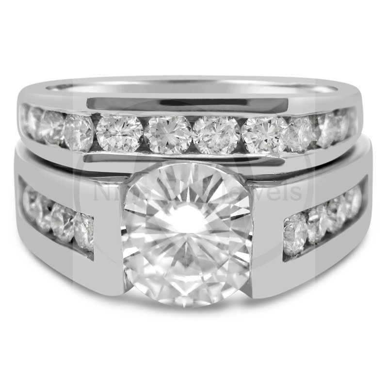 Channel Set Wedding Band
 Channel Set Round Cut Tension Diamond Engagement Ring
