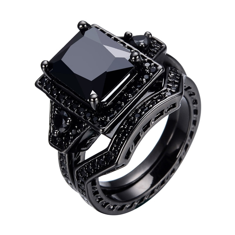 Cheap Black Wedding Rings
 2016 Vintage Style Jewelry Men Women Black Stone Couple