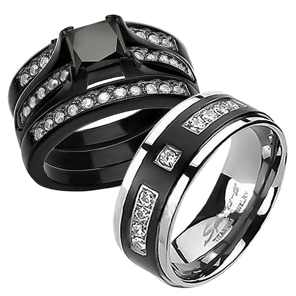 Cheap Black Wedding Rings
 15 Best Collection of Black Titanium Wedding Bands Sets