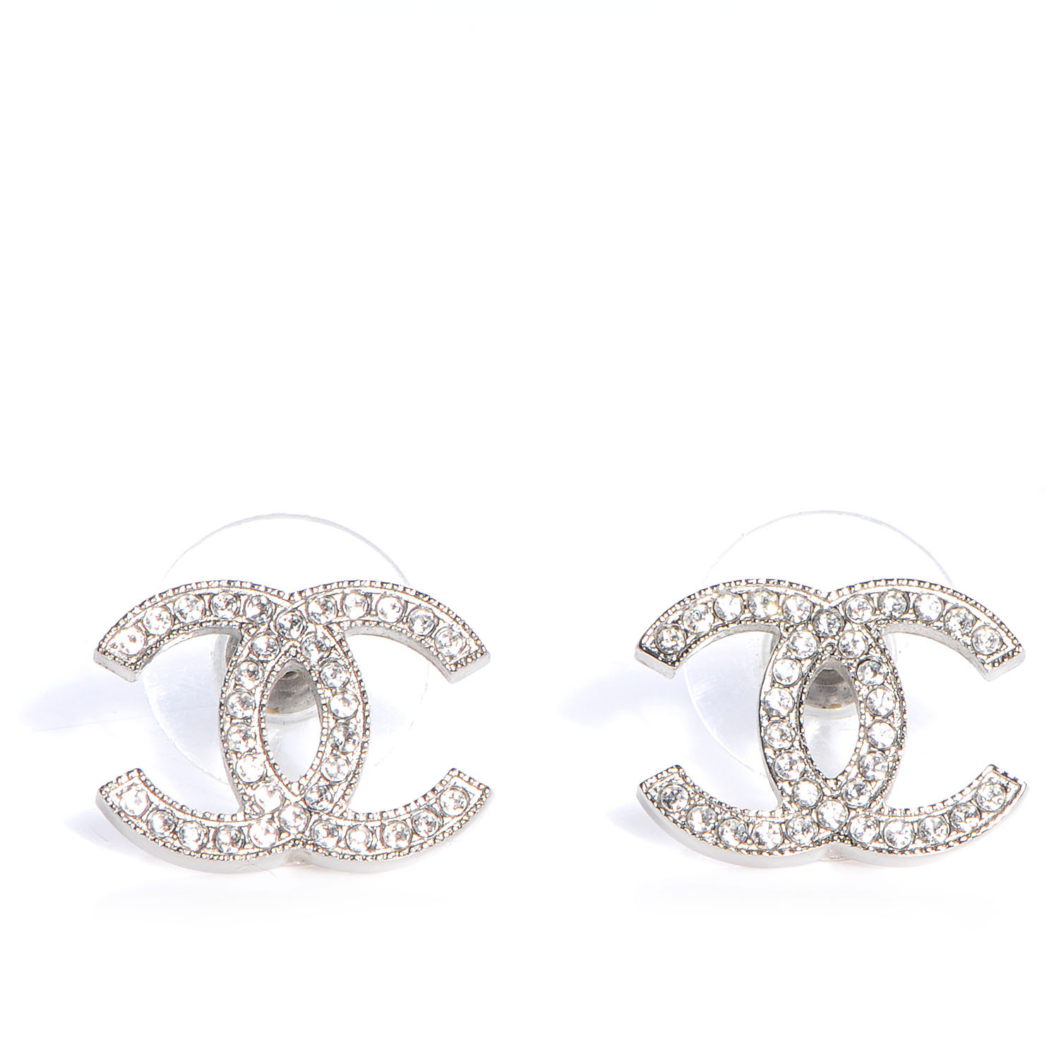 Cheap Chanel Earrings
 CHANEL Crystal CC Earrings Silver
