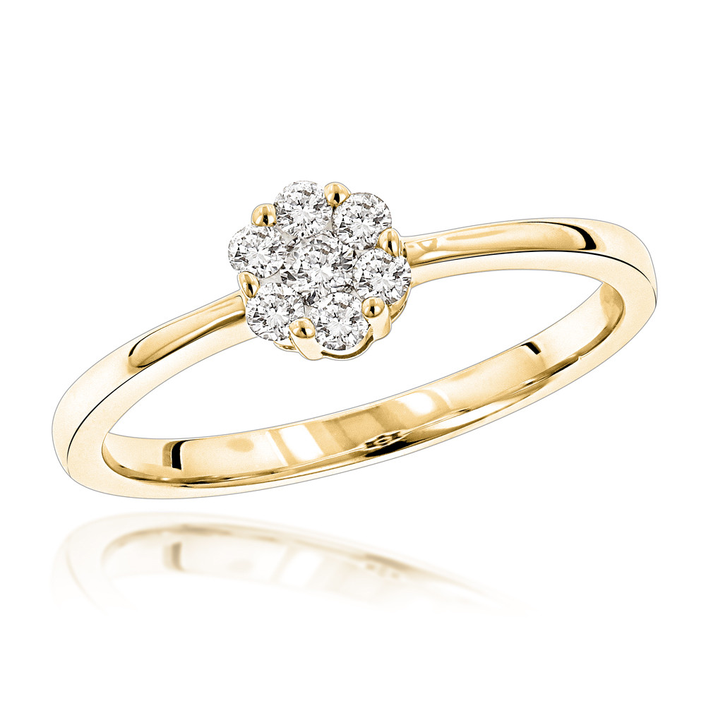Cheap Diamond Engagement Ring
 Cheap Engagement Rings 14K Gold Cluster Diamond Promise