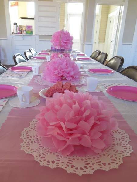 Cheap Tea Party Ideas
 tables with paper flowers