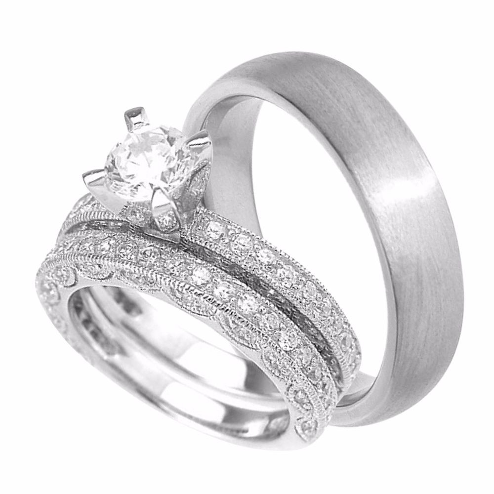 Cheap Wedding Band Sets For Him And Her
 His and Her Wedding Rings Set Sterling Silver Wedding