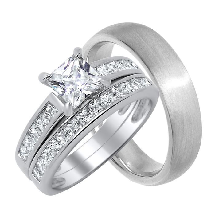 Cheap Wedding Band Sets For Him And Her
 Matching His Her Trio Wedding Ring Set Looks Real Not