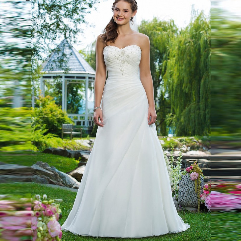 Cheap Wedding Gowns For Sale
 Beautiful Cheap Garden Wedding Dresses A line Organza Hot