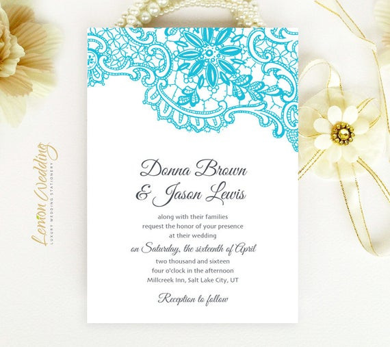 Cheap Wedding Invitations Online
 Cheap Wedding Invitations Elegant blue lace by LemonWedding