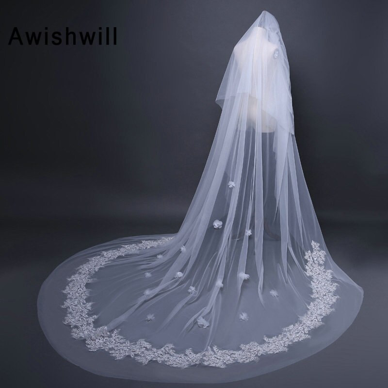Cheap Wedding Veils With Comb
 Real Cheap 3 Meter Veil Wedding Veils with b Lace
