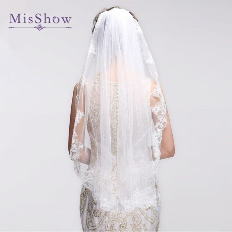 Cheap Wedding Veils With Comb
 MisShow Cheap Short e Layer Lace Tulle Wedding Veil With
