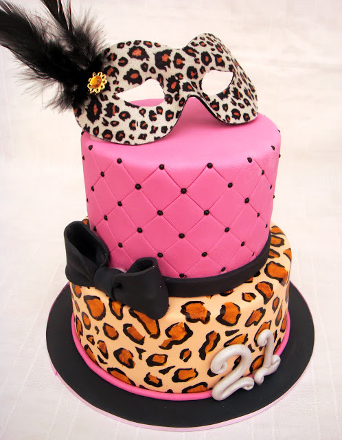 Cheetah Print Birthday Cake
 butter hearts sugar Pink Black and Leopard Print