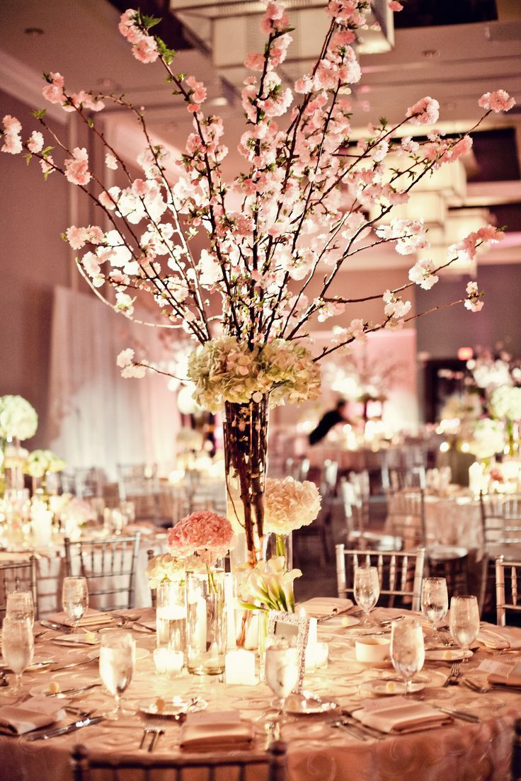 Cherry Blossom Themed Wedding
 cherry blossom centerpieces by Petal Productions