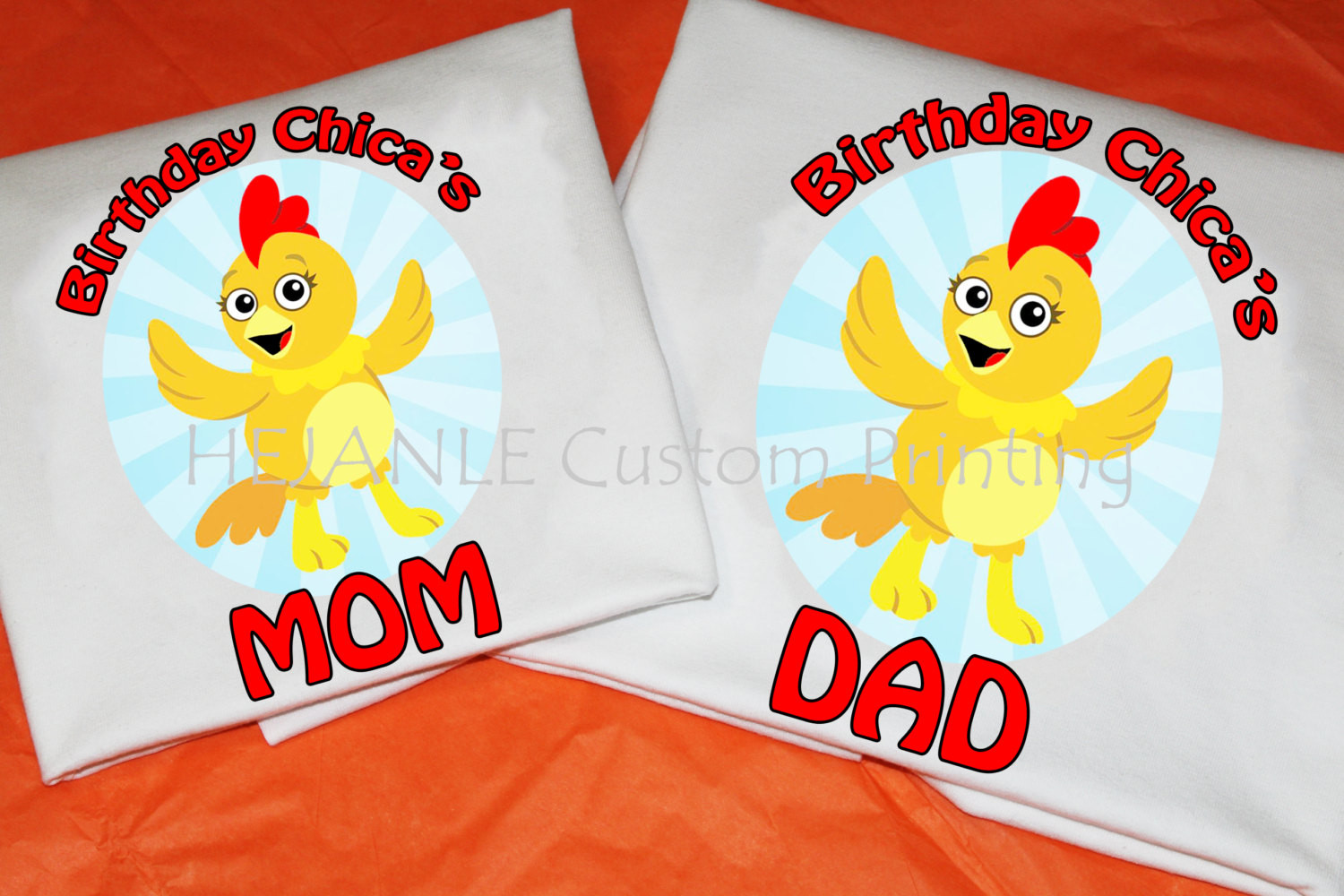 Chica Sprout Birthday Decorations
 Birthday Chica s Mom and Dad Personalized Printed T Shirt