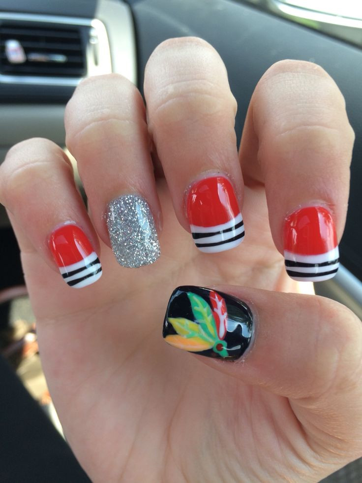 Chicago Blackhawks Nail Art
 11 best Hawks Nails images on Pinterest