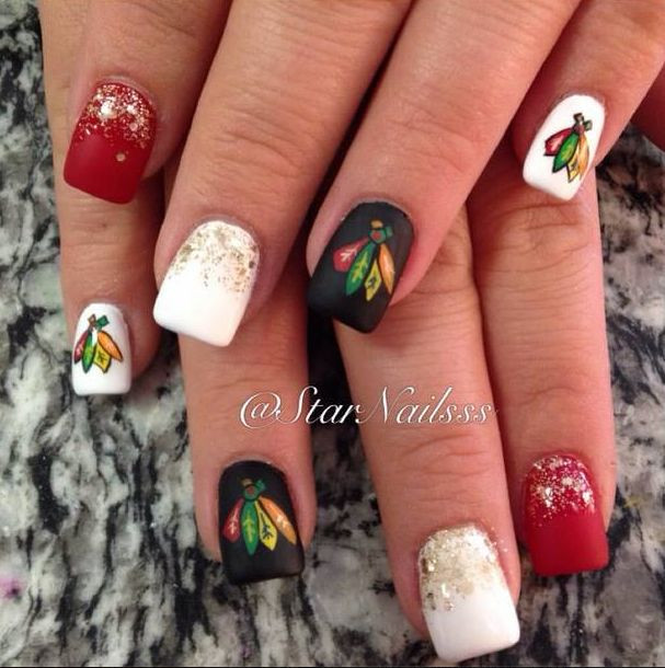Chicago Blackhawks Nail Art
 17 Best images about Sports on Pinterest