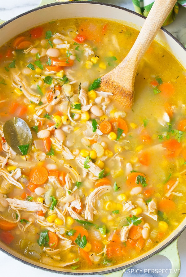 Chicken Broth Soup Recipe
 Healthy Chicken White Bean Soup A Spicy Perspective