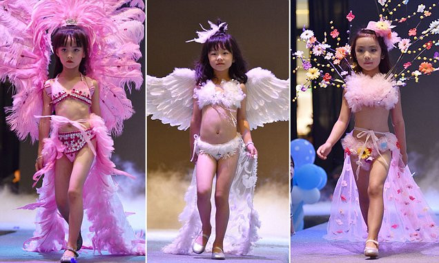Child Bikini Fashion Show
 Chinese mall holds fake Victoria s Secret show with girls
